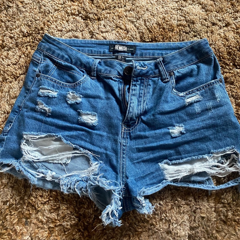 Distressed Blue Rewash Shorts
